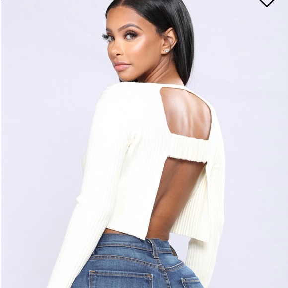 Fashion Nova Tops Open Back Long Sleeve Croptopnever Worn Poshmark